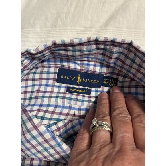 Ralph Lauren Performance Button Down Shirt 2XLT Blue Green Purple Plaid - Picture 3 of 8